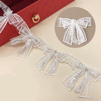 1 Yard Baroque Lace Flowers Pearls Ribbons, Vintage Rose Pearl Ribbons, Elegant Lace Floral Decoration for Sewing Hairstyles Bows Handicrafts Wedding Dresses Curtain