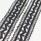 1 Inch Wide, Black Color Hollow Sewing lace for Wedding,Sewing Lace Trim, Inelastic Embroidery Lace Trim,Curtain Tablecloth Slipcover Bridal DIY Clothing/Accessories (Black-2.5cm Wide, 5 Yards)