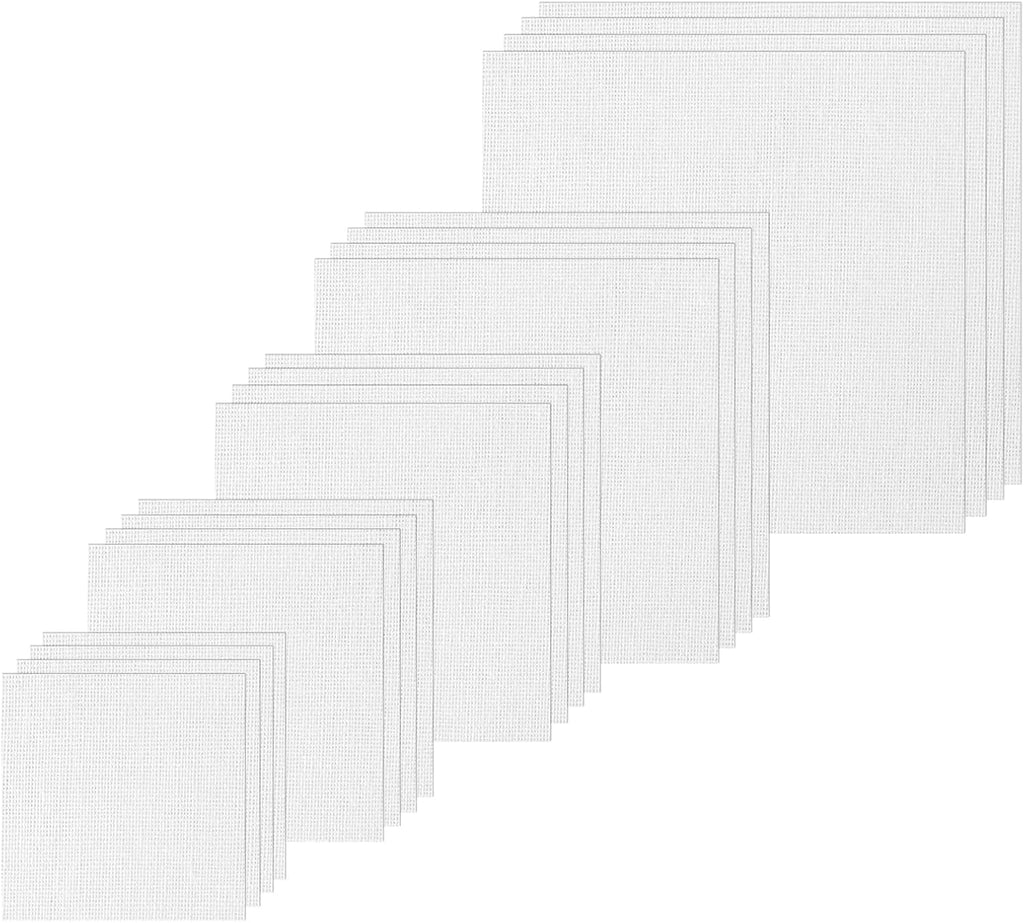 20 PCS Linen Embroidery Fabric, Pre-Cut Solid Color 5 Different Sizes 5.9 to 19.6inch Embroidery Cloth Fabric Squares, Needlework Sewing Quilting Cloth for DIY Garment Crafts Project, Black