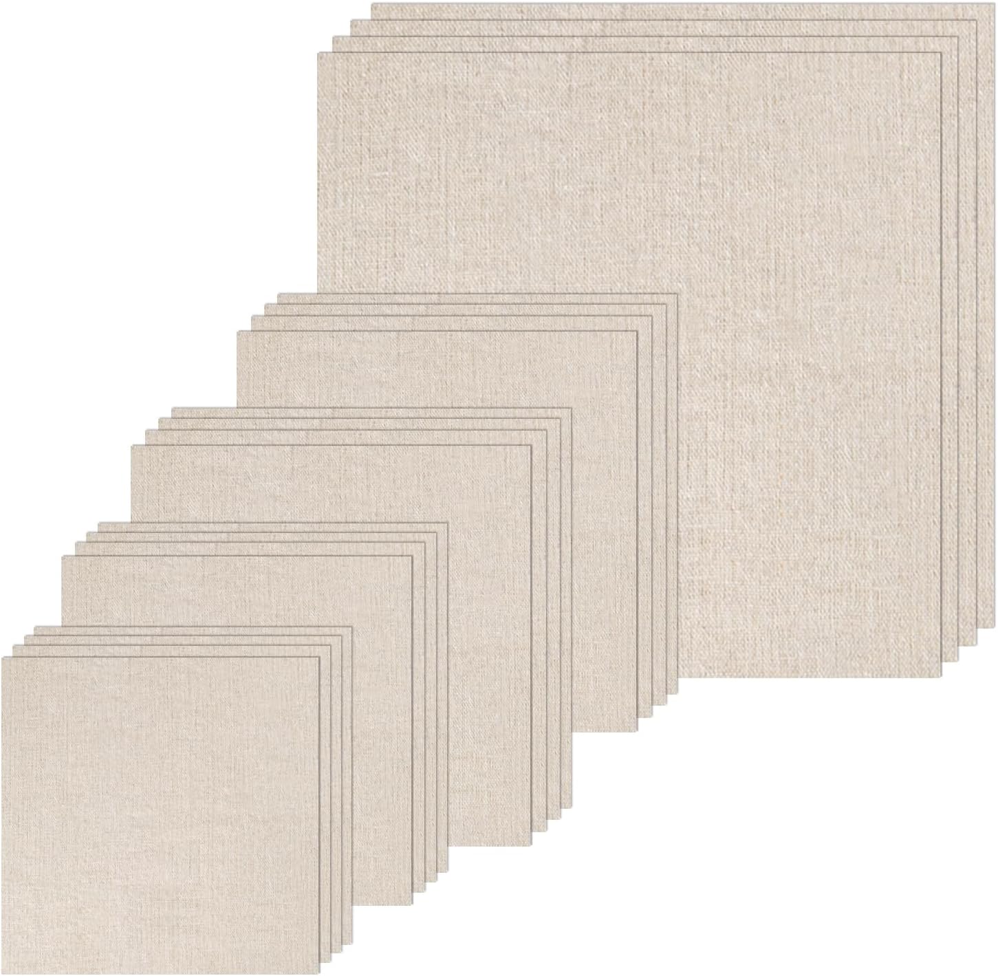 20 PCS Linen Embroidery Fabric, Pre-Cut Solid Color 5 Different Sizes 5.9 to 19.6inch Embroidery Cloth Fabric Squares, Needlework Sewing Quilting Cloth for DIY Garment Crafts Project, Black