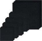 20 PCS Linen Embroidery Fabric, Pre-Cut Solid Color 5 Different Sizes 5.9 to 19.6inch Embroidery Cloth Fabric Squares, Needlework Sewing Quilting Cloth for DIY Garment Crafts Project, Black