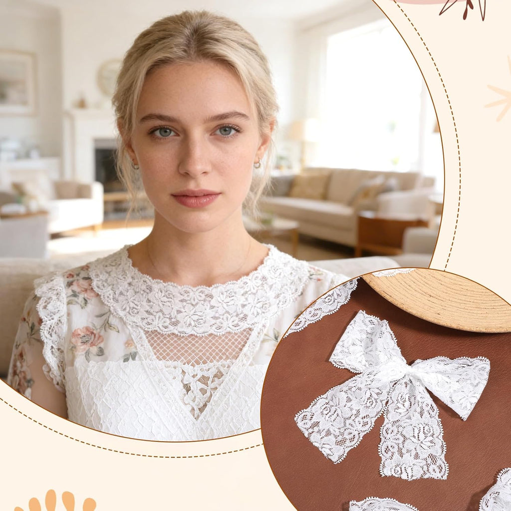 1 Roll White Lace Ribbon, 10 Yard x 2.36 Inches White Lace Fabric, Wide Laces Trim for Sewing, for Handmade Crafts, Sewing, Gift Wrapping, and Wedding Bridal Ceremonies