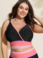 Color Contrast Stretchy Swim Top