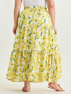 Fresh Lemon Print Maxi Skirt