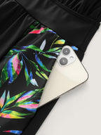 Tropical Print Pockets Swim Romper