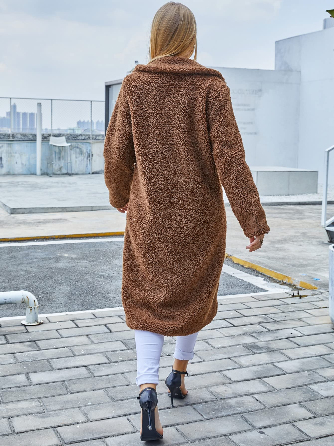 RAOGE Jackets for Women Jackets - Single Button Teddy Midi Coat