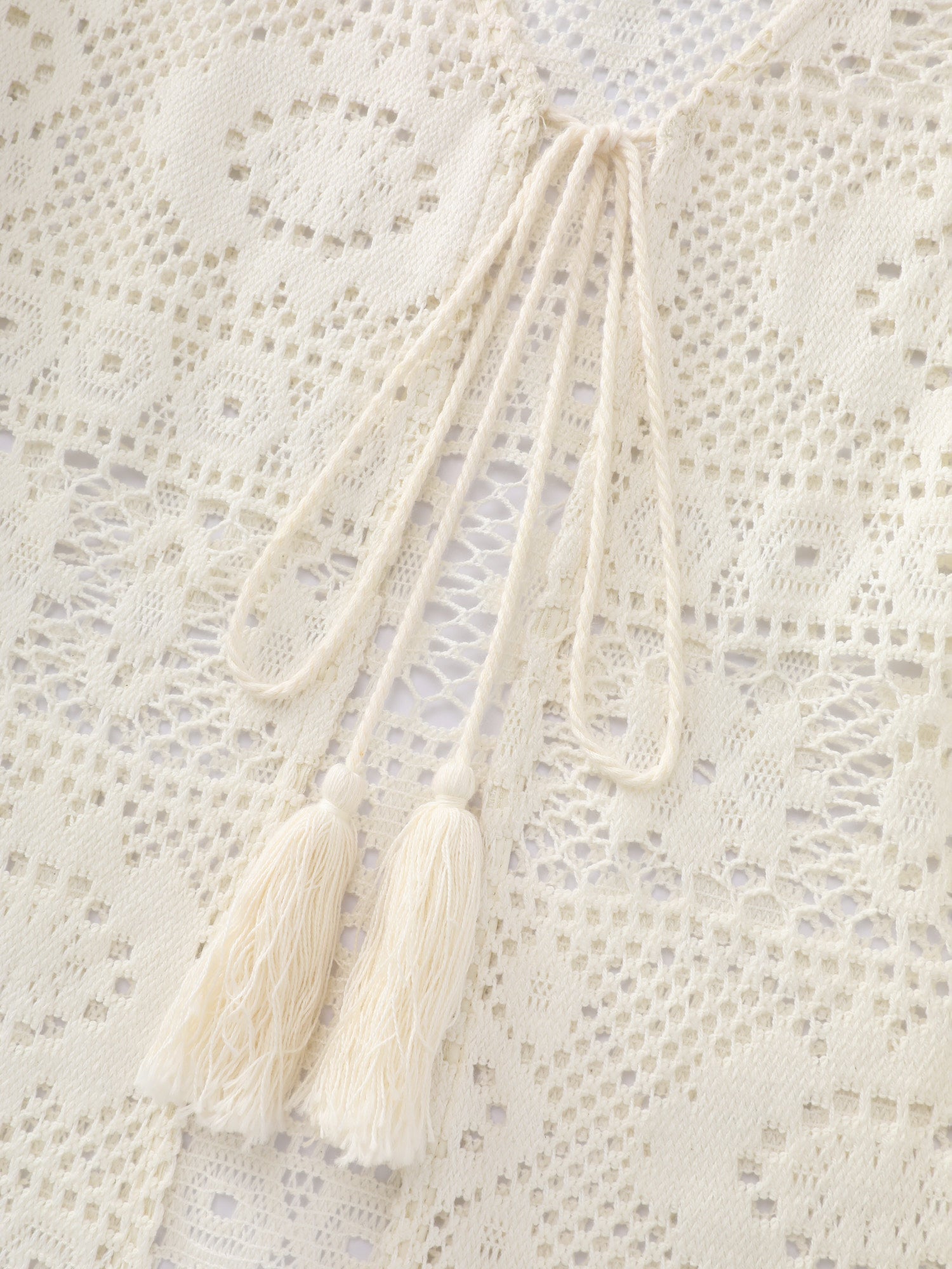 Lace Hollow Front-Tie Kimono