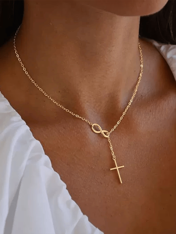 Cross Light Luxury Alloy Pendant Necklace