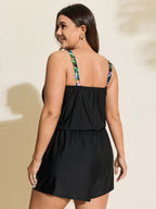 Tropical Print Pockets Swim Romper
