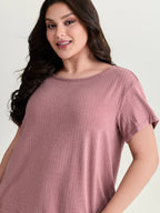 Supersoft Ribbed Plain Two-Piece Lounge Set