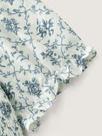 Floral Print Shirred Bodice Flowy Midi Dress