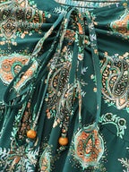 Paisley Print Ruched Adjustable Bodice Maxi Dress