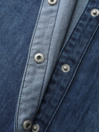 Button Detail Collar Pocket Denim Top