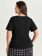 Supersoft Wrap Neckline Side Tie Plain Top