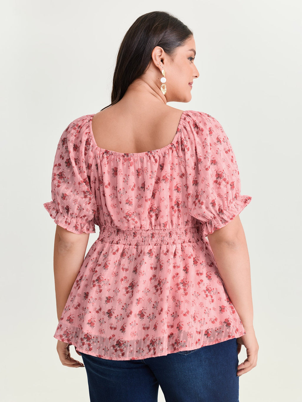 Floral Romance Bust-Friendly Shirred Blouse