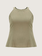 Cotton Linen Blend Sculpted Fit Tank Top