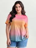 Ombre Gradient Round Neck T-Shirt