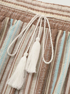 Striped Drawstring Tassels Wide Leg Pants