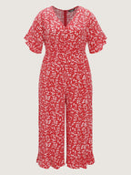 Ditsy Floral Print Ruffled Hem Jumpsuit