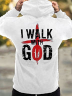 Men's Walk With God Printed Casual Hoodie