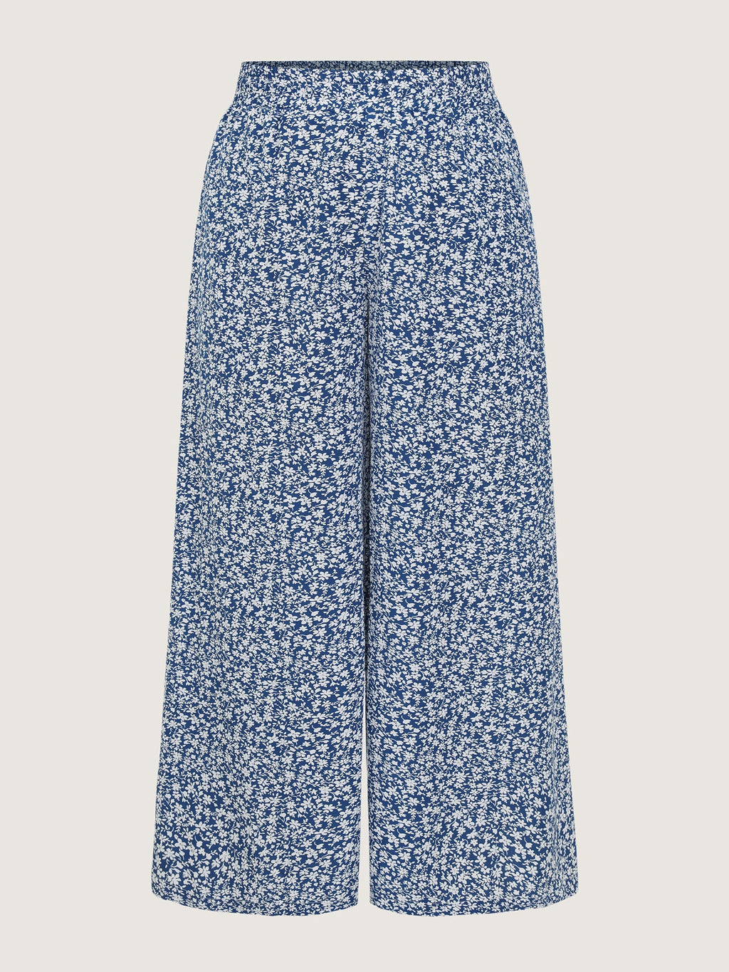 Micro Floral Print Wide-Leg Pants