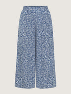 Micro Floral Print Wide-Leg Pants