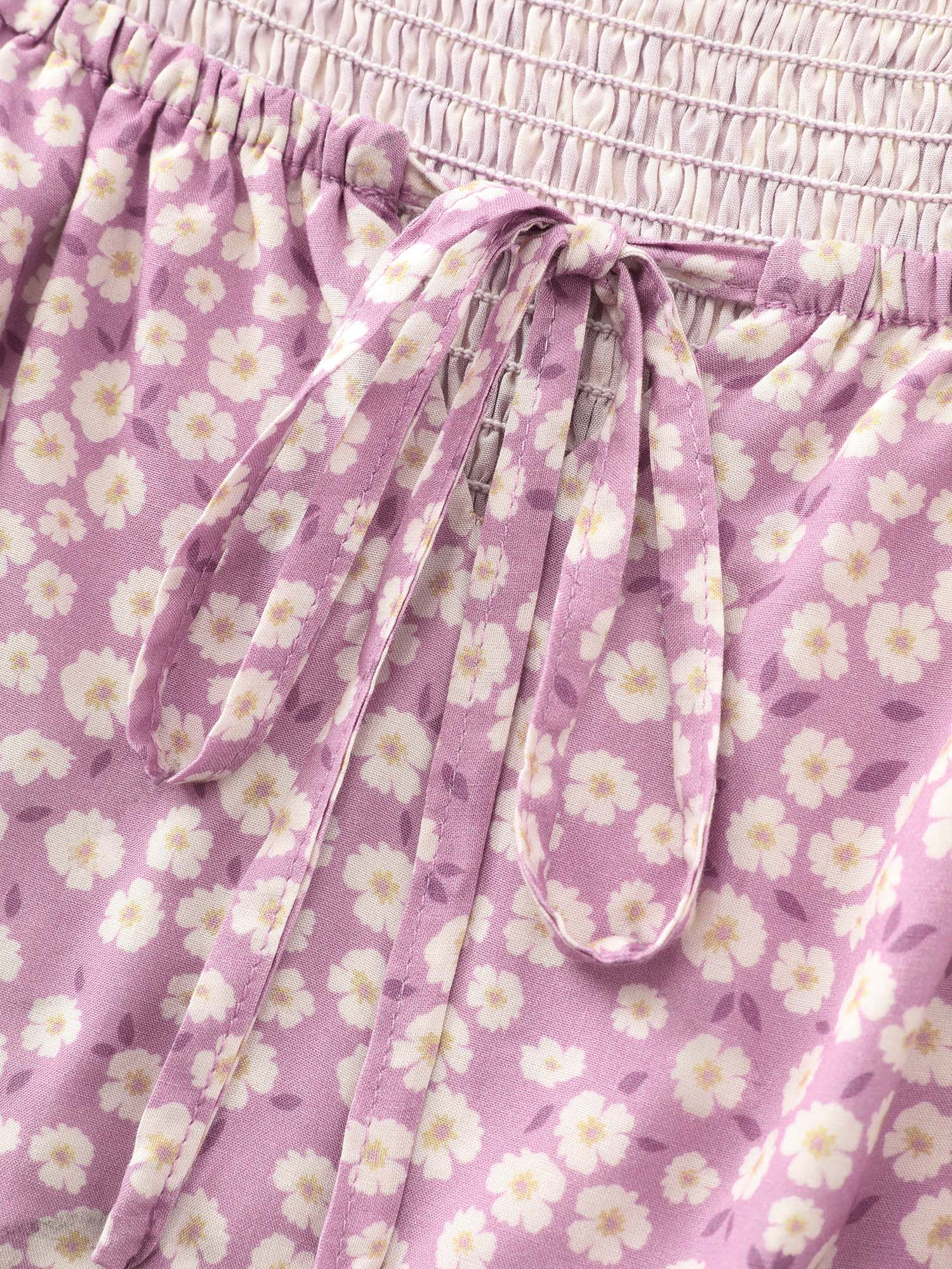 Ditsy Floral Print Cinched Waist Midi Dress