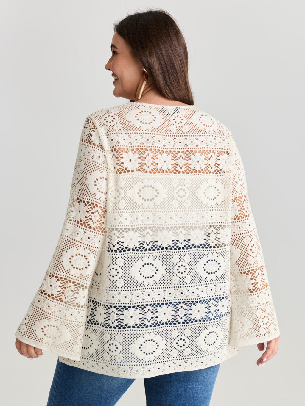 Lace Hollow Front-Tie Kimono