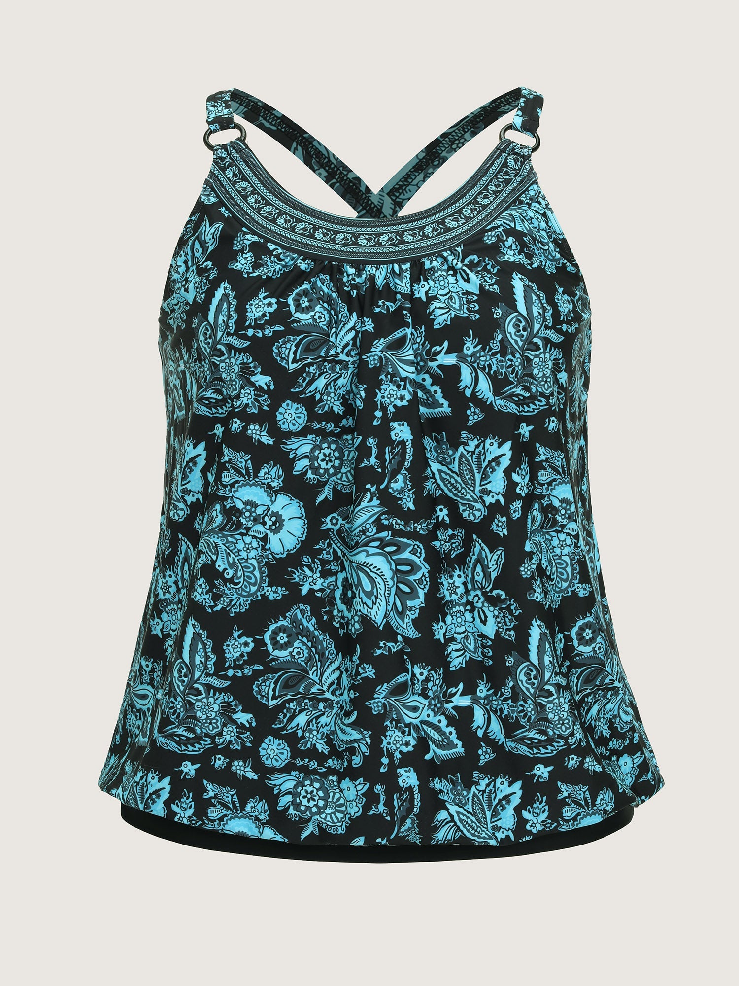 Paisley Print Round Neck Swim Top