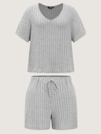 Stretchy-Fit Ribbed Texture Lounge Set