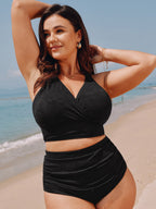 Paisley Textured Surplice Neckline Swim Top