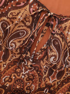 Boho Geometric Print Ruffled Sleeve Blouse