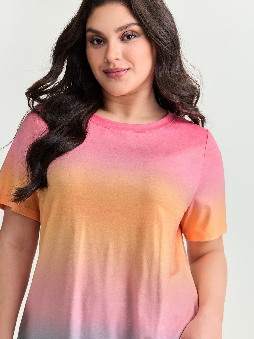 Ombre Gradient Round Neck T-Shirt