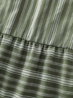 Striped Print V-Neck Midi Dress