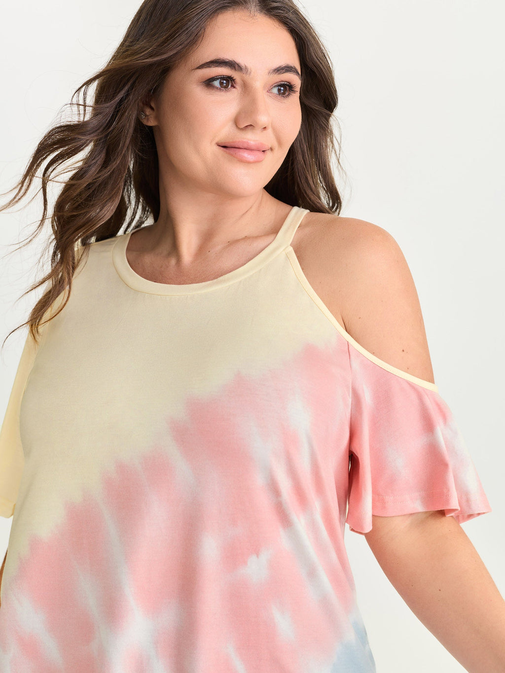 Supersoft Color Gradient Cut-Out Shoulder T-Shirt