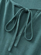 Tiered Sleeve Drawstring Neckline Mini Dress