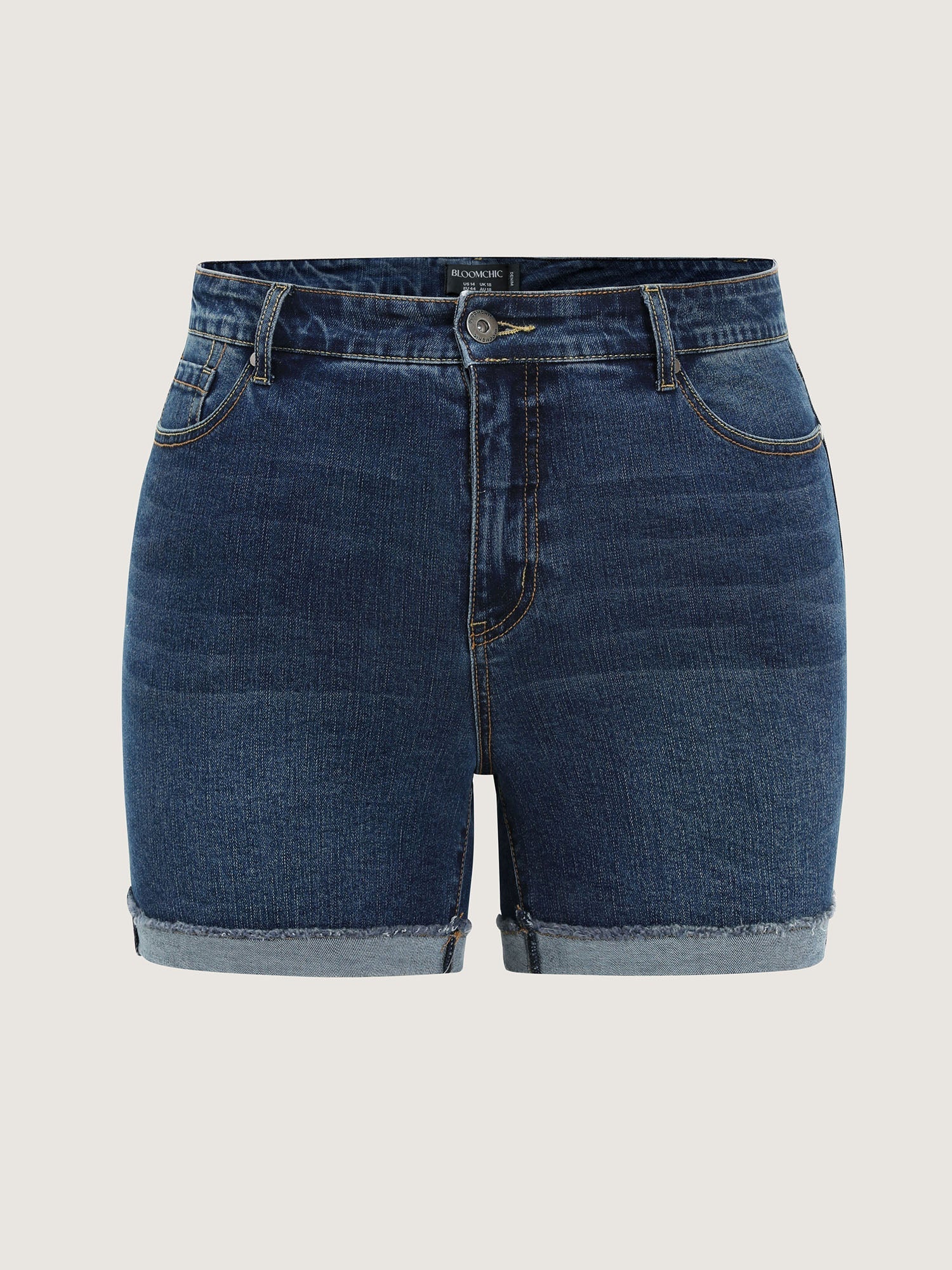 Stretchy Folded Hem Skinny-Fit Denim Shorts