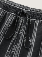 Abstract Striped Drawstring Shirred Waist Pants