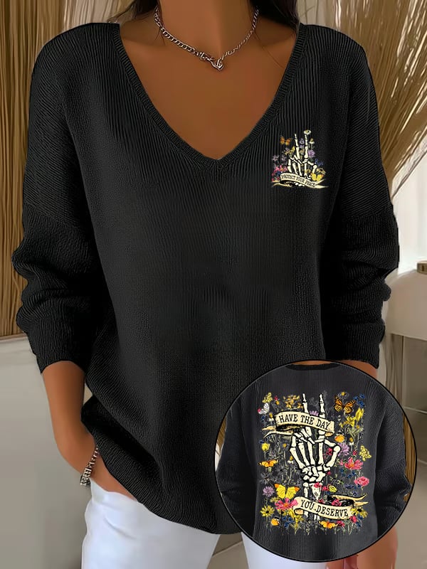 🔥Buy 3 Get 15% Off🔥Women's  Flower skull hand gesture Of WDNC Club We Do Not Care Menopause Perimenopause Print    Sweatshirt