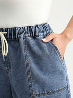 Everyday Stretchy Straight-Leg Denim Shorts