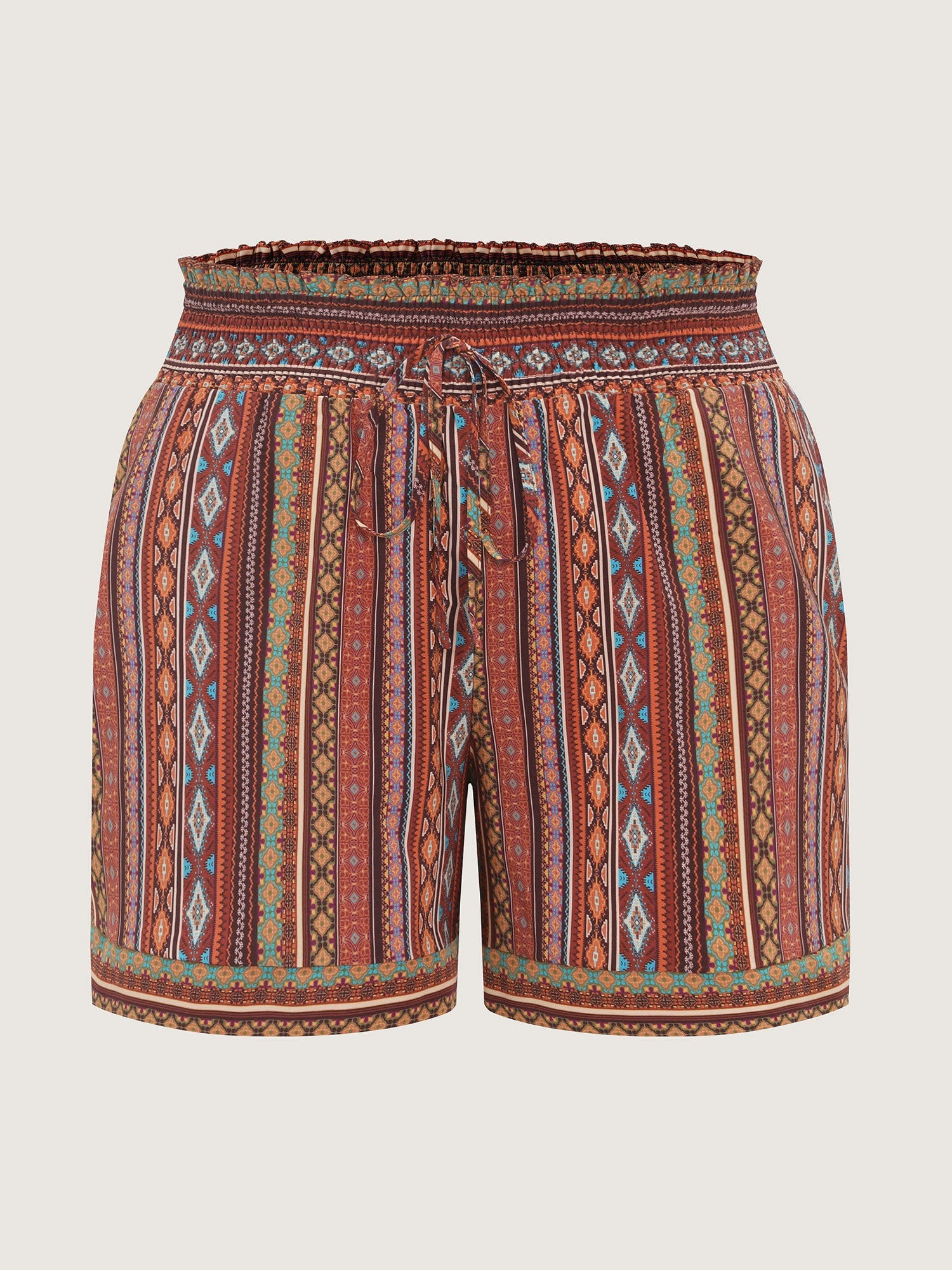 Geometric Striped Drawstring Waist Shorts