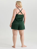 Cowl Neckline Lace Trim Two-Piece Lounge Set