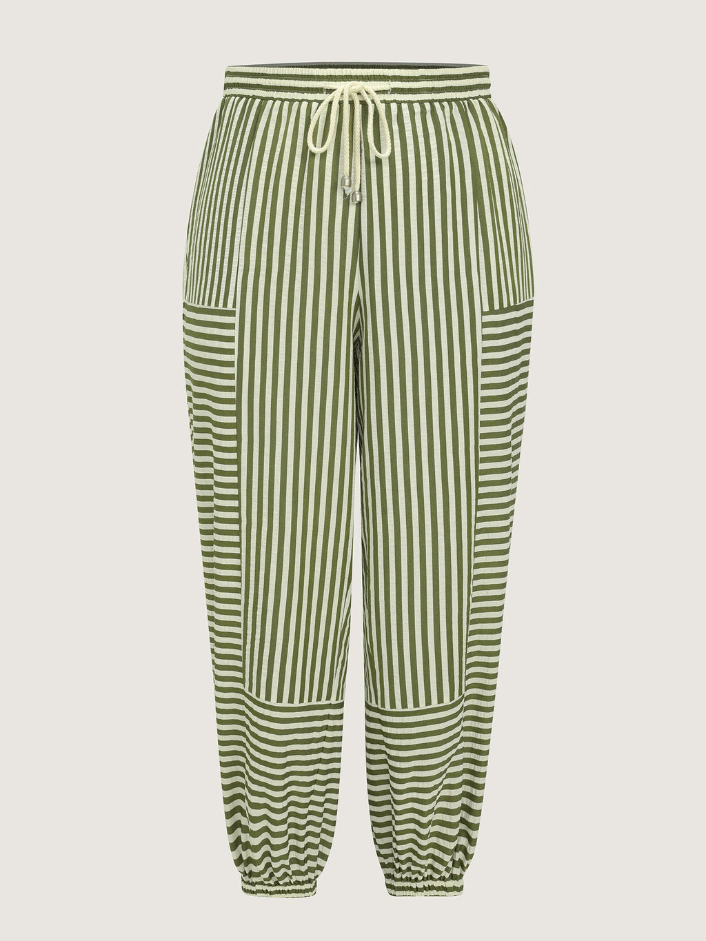 Striped Print Cuffed Hem Pants
