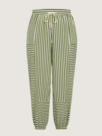 Striped Print Cuffed Hem Pants