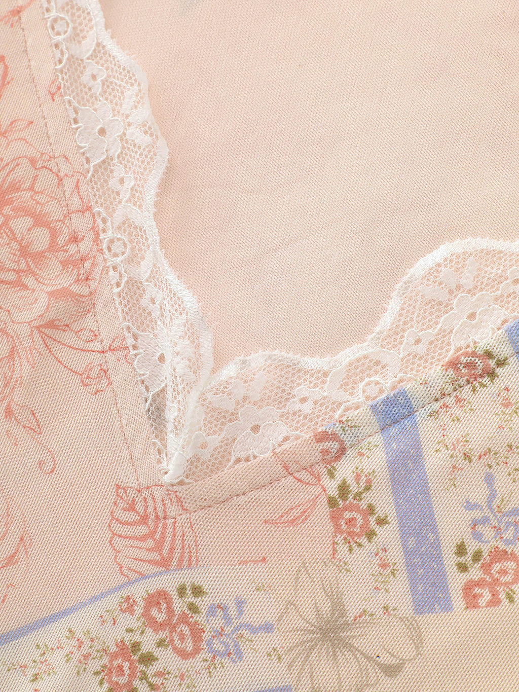 Floral Print Lace Asymmetrical Hem Blouse