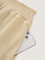 Shirred Wide Waistband Tiered Maxi Skirt