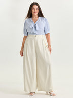 Cotton Linen Blend Wide-Leg Pants