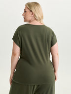 Supersoft Stretchy Overlap Pleated Knit Top