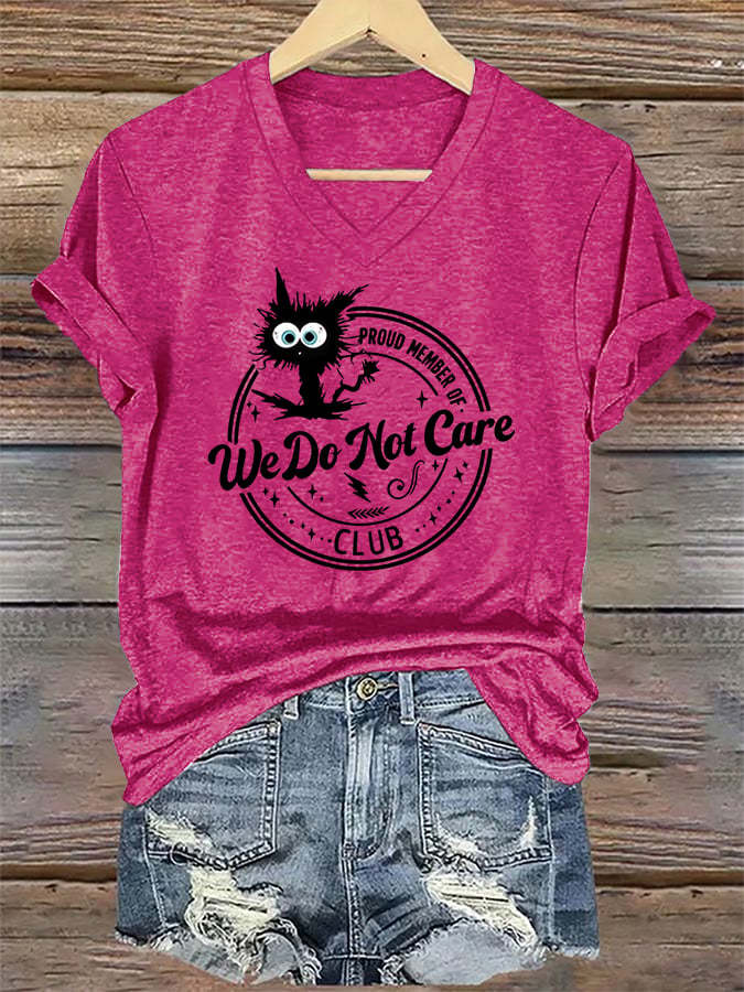 V-Neck Retro Funny Proud Member Of  Club We Do Not Care Menopause Perimenopause Print T-Shirt