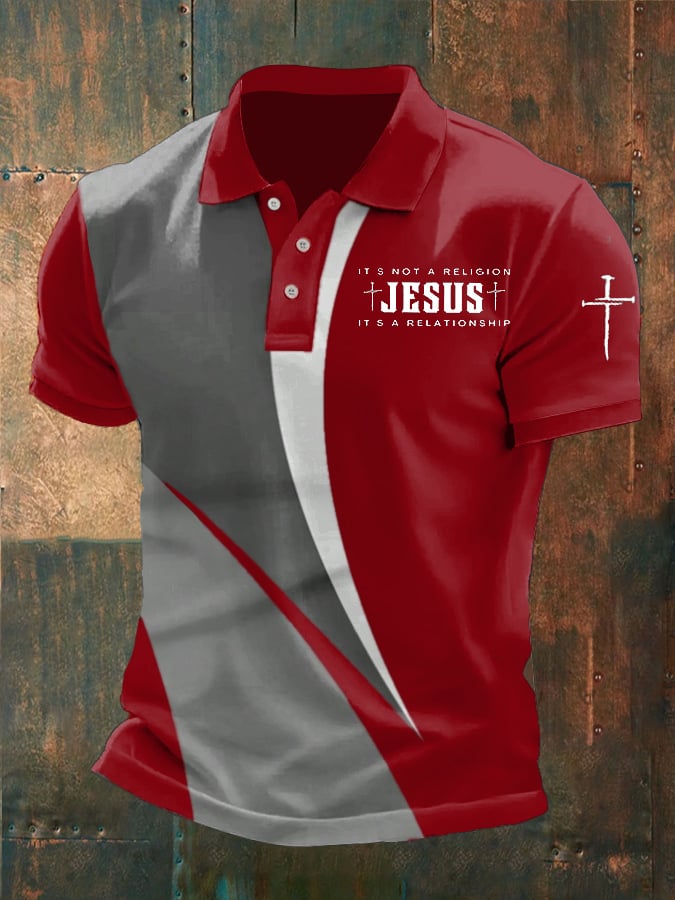 Men's  Made For More  Printed Button Design Polo Shirt